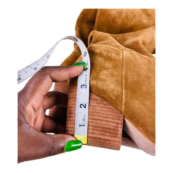 ABLE Womens Suede Knee High Boots Block Heel Able Rojas Tall Tobaccco Brown 8.5M - Picture 8 of 8